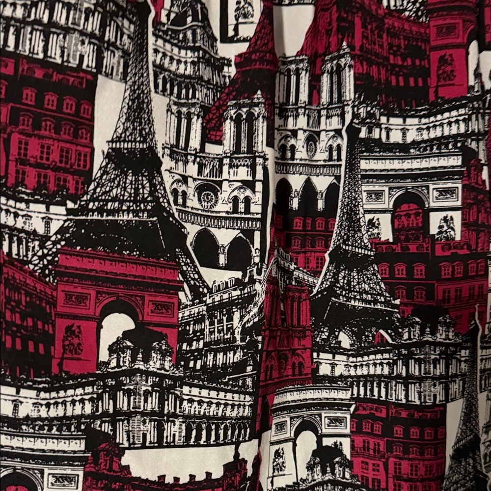 Karl Lagerfeld Pink, Black, and White Architectural Print Short-Sleeve Blouse - Picture 5 of 5
